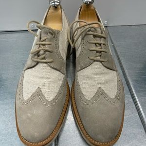 BRIONI size 9 1/2 (EU 42) Suede Canvas Brogue shoes